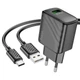 Мережевий зарядний пристрій з кабелем HOCO CS21A Rich single port QC3.0 charger set (Type-C)(EU) Black (6942007609906) - зображення 1
