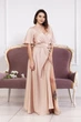 Вечернее длинное платье на короткий рукав FashionYouWant L бежевый 43372395 - изображение 2