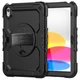 Протиударний захисний чохол для планшета Apple iPad 10.9 (2022) A2696/A2757/A2777/10.9 (2024)/11 (2025) A16, Panzer, Чорний, силікон + полікарбонат, накладка з підставкою і ремінцем на плече, з посиленими кутами, 360°, ArmorStandart (ARM82525) - зображення 1