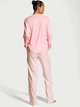 Фланелева Піжама Victoria's Secret Flannel Long-Sleeve Tee-Jama Set, Рожева в смужку XS - изображение 2