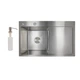 Мийка для кухні з крилом інтегрована права Lidz Handmade H7849R (LDH7849BRUR45591) Brushed Steel 3,0/1,0 мм - зображення 1
