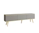 Тумба под ТВ Perfect Home Оро / Oro RTV175 MDF 3-дверная с золотыми ножками Серый - изображение 2