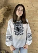 Женская шифоновая вышиванка Ноко «Лидия черная по белому» белоснежная 38 - изображение 2