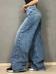Джинсы женские Zeo Basic 4635 WIDE LEG palazzo jeans высокая посадка широкие длинные 40 светло синие - изображение 5