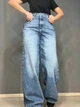 Джинсы женские Zeo Basic 4635 WIDE LEG palazzo jeans высокая посадка широкие длинные 40 светло синие - изображение 8
