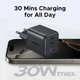 Зарядний пристрій UGREEN X515 GaNInfiniti 30W Fast Charger 3-Port для iPhone 16 15 14 Pro MAX, Samsung Galaxy, Xiaomi Tablet, iPad 2C1A Black (55536) - зображення 4