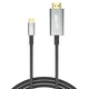 Кабель-адаптер XO GB019 Type-C to HDMI 4K Metal 1.8m Grey - зображення 2
