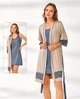 Жіночий комплект (нічна сорочка+ халат) "Aura" big size 3XL бежевий+світло-синій Car54391 - зображення 3