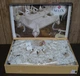 Велюрова скатертина з ранером Selin Gamze Set 160×350+12 серветок Бежева - зображення 5