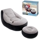 Надувное кресло с подстаканником Intex 68564 Ultra Lounge с пуфиком 154х98 см Серо-черный - изображение 1