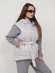 Жіноча асиметрична утеплена жилетка з капюшоном і поясом ISSA PLUS XL Сірий (issa1519134) - изображение 2