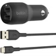 Автомобильное зарядное устройство для Belkin CCE001BT1MBK Черный 24 Вт 2 USB A с кабелем USB A USB C 1 м (CCE001BT1MBK) - изображение 1