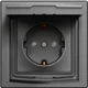 Розетка Schneider Electric Asfora 220 В, IP44 с защитной крышкой, со шторками Антрацит (EPH3100371) - изображение 2