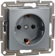 Розетка Schneider Electric Asfora с заземляющим контактом Сталь (EPH2900162) - изображение 1
