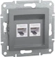 Розетка комп'ютерна подвійна Schneider Electric Asfora RJ45 6 категорія UTP Сталь (EPH4800162) - зображення 1