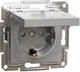 Розетка Schneider Electric Asfora с заземлением и крышкой Алюминий (EPH3100161) - изображение 1