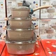 Набір каструль із гранітним антипригарним покриттям Top Kitchen TK-00205, набір посуду 10 предметів кремовий - зображення 3