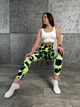 Женские Лосины с эффектом push up Пуш Ап с Высокой Посадкой Спортивные Бесшовные Тай Дай Ярко-желтый с черным S (70056) - изображение 4