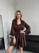 Комплект женский тройка халат майка шорты Victoria Collection S-M коричневый - изображение 2