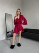 Комплект жіночий трійка халат майка шорти Victoria Collection S-M бордовий - зображення 4