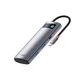Адаптер перехідник Type-C-Хаб Baseus WKWG020113 Metal Gleam Series 7-in-1 (2xUSB3.0 + 4KHD + Type-C + Type-C PD+ TF + SD) Gray - зображення 2