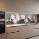 Наклейка на кухонный фартук 60 х 200 см, фотопечать с защитной ламинацией, нежно розовые пионы на сером холсте(БП-11-fl9446) - изображение 6