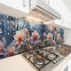 Наклейка на кухонный фартук 60 х 250 см, фотопечать с защитной ламинацией, нежно-розовые цветы под дождем(БП-12-tx367) - изображение 1