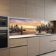 Наклейка на кухонный фартук 65 х 250 см, фотопечать с защитной ламинацией, вечерний город на фоне заката(БП-13-ar114) - изображение 5