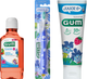Набор GUM Junior Ополаскиватель для полости рта 300 мл + Зубная щетка Голубая + Зубная паста-гель 50 мл (3022_7630019902892/7630019902564/0070942304160) - изображение 1