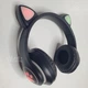 Наушники Bluetooth с кошачьими ушками Cat беспроводные накладные, аккумуляторные наушники с RGB подсветкой и встроенным микрофоном, стильные складные наушники с поддержкой microSD, USB, FM, AUX Черные STN-28-Black - изображение 3