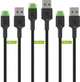 Набір кабелів Green Cell Ray Set 3x USB-A – USB-C LED 1.2 м Black (KABGCSET02) - зображення 3