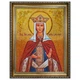Икона "Праведная Ангелина королева Сербская" янтарная 15х20 - изображение 2