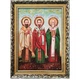 Икона "Святые Василий Великий, Иоанн Златоуст, Григорий Богослов" янтарная 15х20 - изображение 7