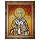 Икона "Святитель Тарасий архиепископ Константинопольский" янтарная 15х20 - изображение 2