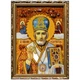 Ікона "Святий Миколай Чудотворець" бурштинова 20х30 - зображення 1