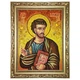 Ікона "Святий апостол Лука" бурштинова 20х30 - зображення 2