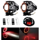 Фари прожектори для мотоцикла U7 LED 12В 3000лм Angel Eyes червоні з кнопкою (359920) - зображення 2