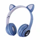 Детские беспроводные наушники с кошачьими ушками Cat MZ-023 Bluetooth RGB подсветка FM microSD Синий - изображение 1
