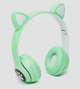 Детские беспроводные наушники с кошачьими ушками Cat MZ-023 Bluetooth RGB подсветка FM microSD Зеленый - изображение 4