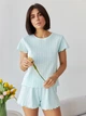Пижама (футболка + шорты) женская больших размеров хлопковая BARWA garments 0355/356 XL Мятная (2113553564139) - изображение 1