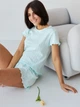Пижама (футболка + шорты) женская больших размеров хлопковая BARWA garments 0355/356 XL Мятная (2113553564139) - изображение 8