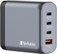 Зарядний пристрій Verbatim 2 x USB-C PD 140 W / 1 x USB-C PD 20 W / 1 x USB-A QC 3.0 GaN 4-в-1 (EU/UK/US) Grey (4021801322036) - зображення 1