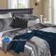 Атласное Серебряное полуторное постельное белье Moka Textile 145*210 - изображение 6