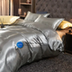 Атласное Серебряно-золотое полуторное постельное белье Moka Textile 145*210 - изображение 1