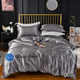 Атласное Бело-Металлик полуторное постельное белье Moka Textile 145*210 - изображение 1