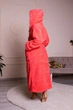Теплый длинный женский махровый халат с капюшоном 2 кармана Коралловый 6XL(62/64) - изображение 7