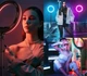 Кольцевая светодиодная LED лампа RGB MJ33 со штативом 2 метра и блютуз пультом для селфи блогеров визажистов салонов профессиональной фотосессий съемки тик тока набор блогера лед кольцо мультиколор разноцветное 33 см - изображение 10