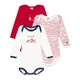 Набор хлопковых боди Petit Bateau с длинными рукавами белый с красным 3 шт (18м/81 см) - изображение 1