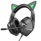 Наушники накладные Borofone BO106 игровые с ушками и LED подсветкой, USB, 3.5 мм, elf cat, Black - изображение 1