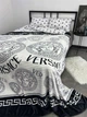 Плед велсофт полуторний 145х220 принт Versace білий - зображення 8